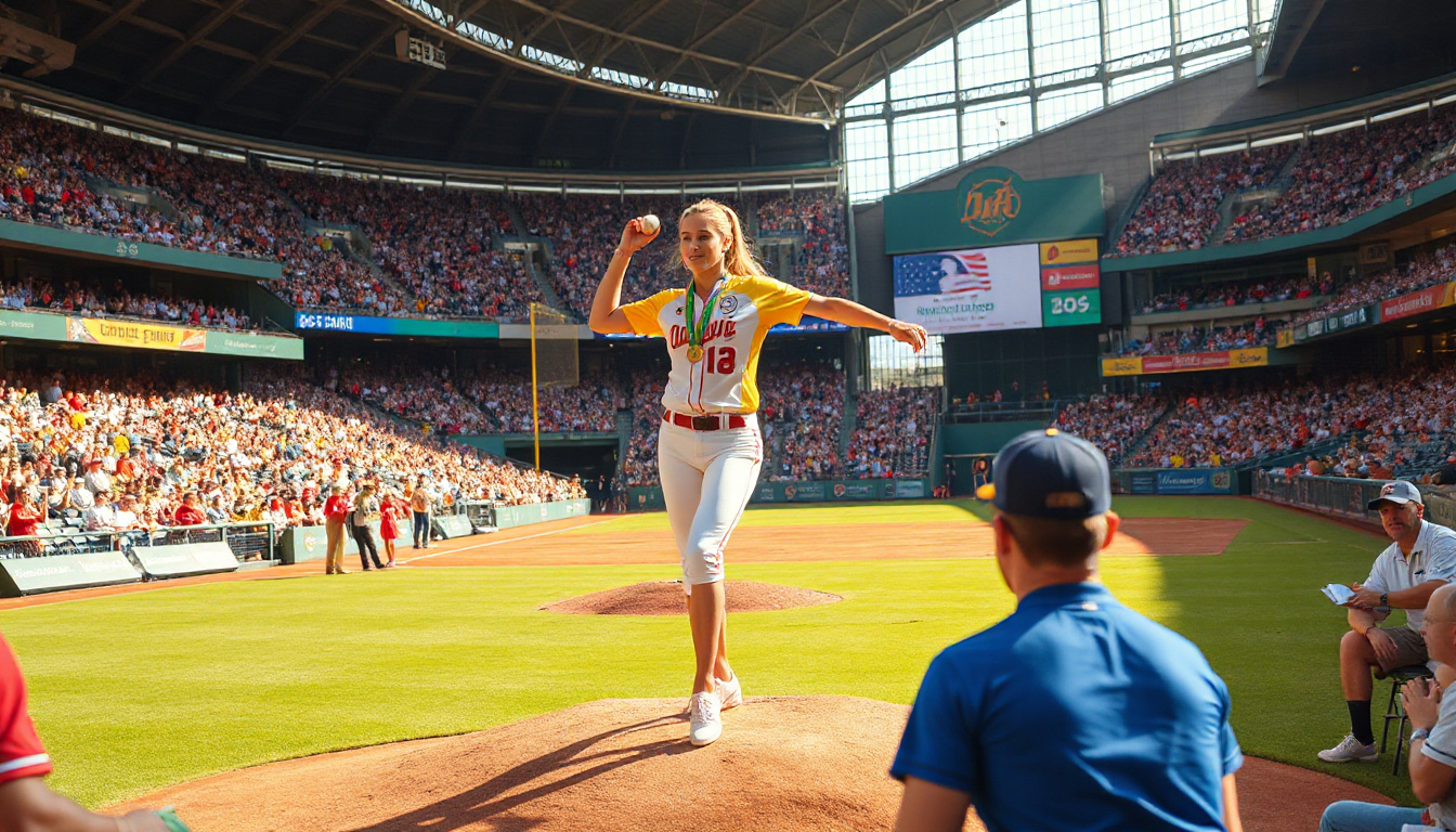 Olympic Gold Medalist Laila Edwards Kicks Off Guardians' Home Opener with Ceremonial First Pitch